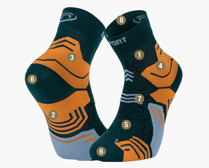 Chaussette TREK GR vert/orange